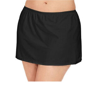 Island Escape Women's Swim Skirt Solid Skort Black Size 16W NWT